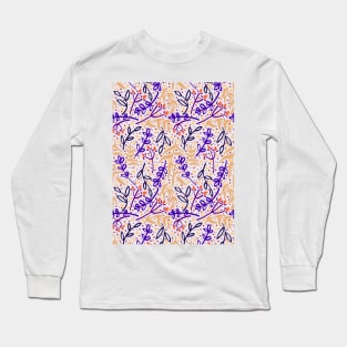 Botanicals and Dots - Hand Drawn Design - Pink, Purple, Orange, Black Long Sleeve T-Shirt